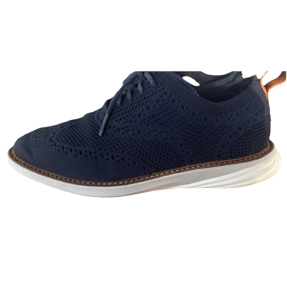 Cole Haan Grand Evolution Wingtip Oxford Blue Knit Leather Shoes C32153 Mens 7M